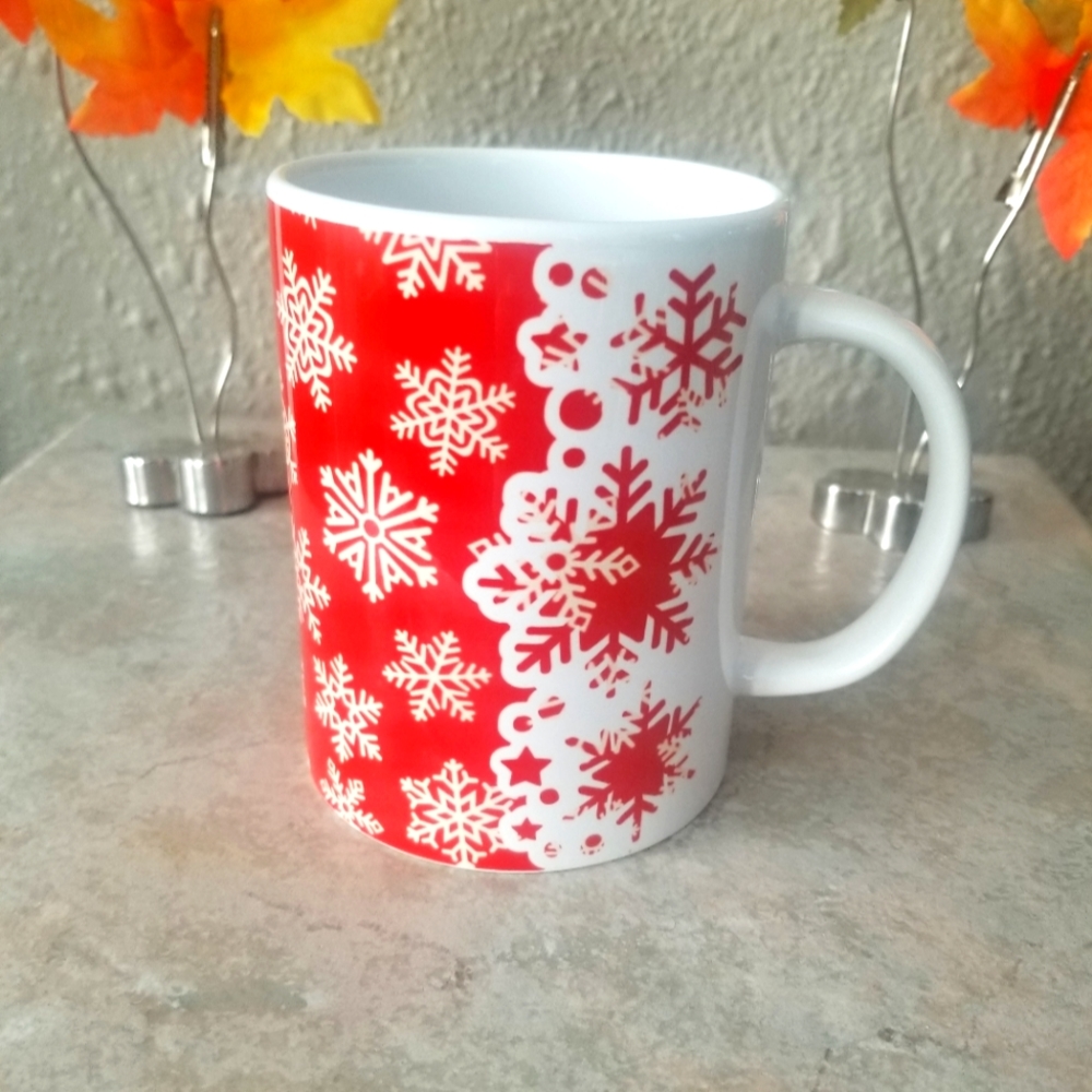 Large snowflake Christmas mug
